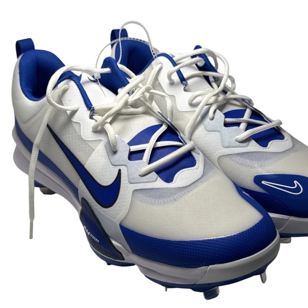 Nike Force Zoom Trout 9 Metal Baseball Cleats Mens 13 White Blue Metal Spikes - Picture 3 of 9